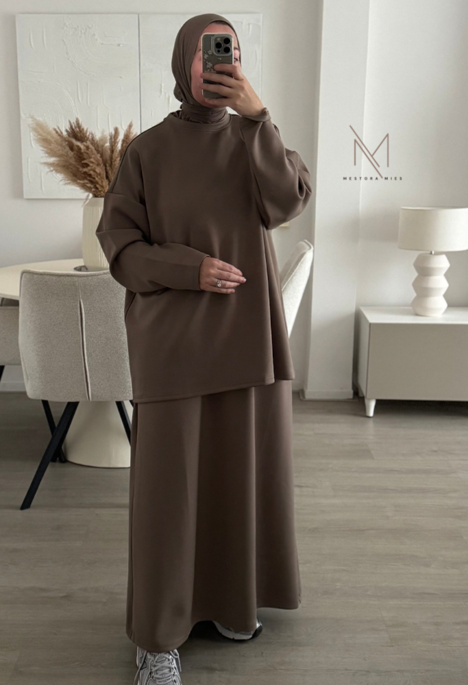 Co-ord set rok- donker taupe – Mestoramies
