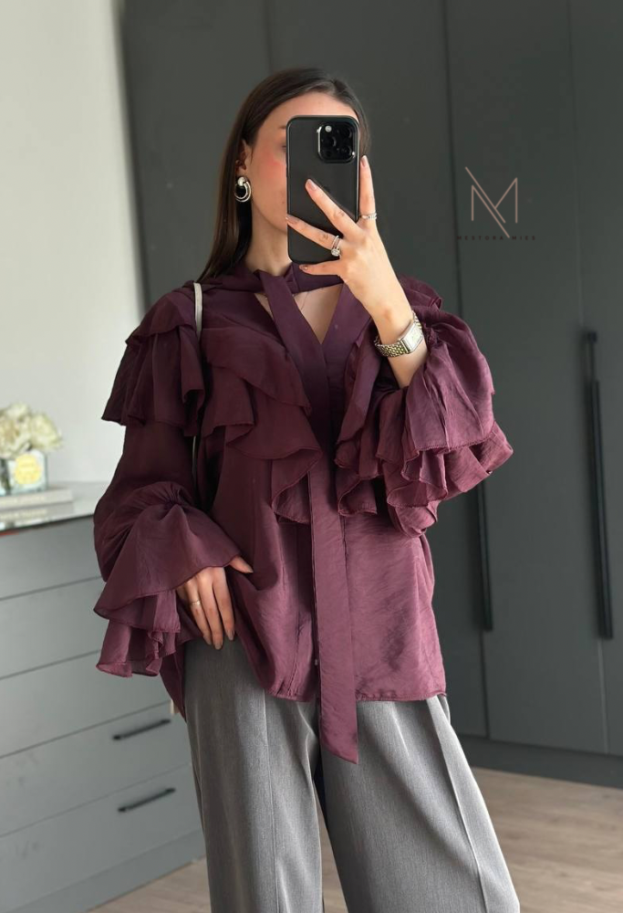 Ruffle blouse burgundy
