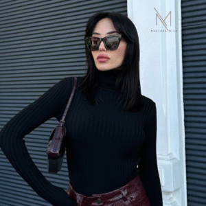 ribgebreide coltrui zwart