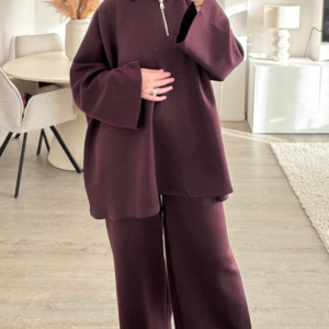 Oversized Co-ord Set - donker burgundy
