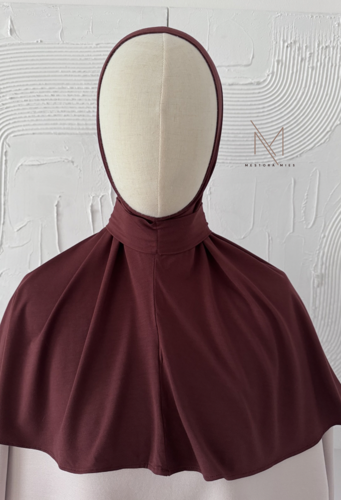 dark maroon instant bamboe jersey hoofddoek