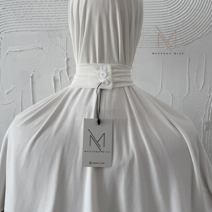 white instant bamboo jersey on model