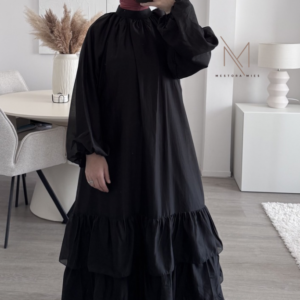 ruffel maxi jurk zwart