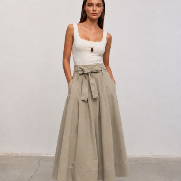 Amélie Skirt – lange katoenen rok met hoge taille van MESTORA MIES