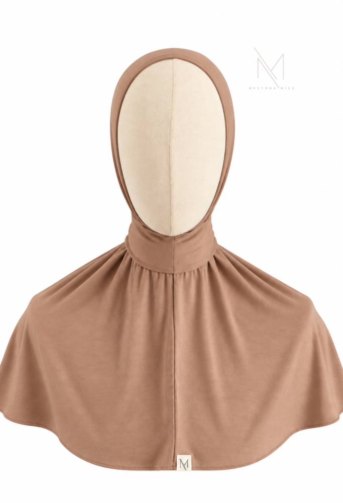 Camel instant bamboo jersey hijab van Mestora Mies