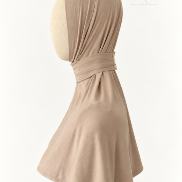 Donkerbeige instant bamboo jersey hijab van Mestora Mies