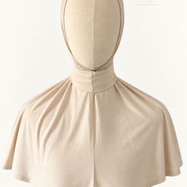 Lichtbeige instant bamboo jersey hijab van Mestora Mies