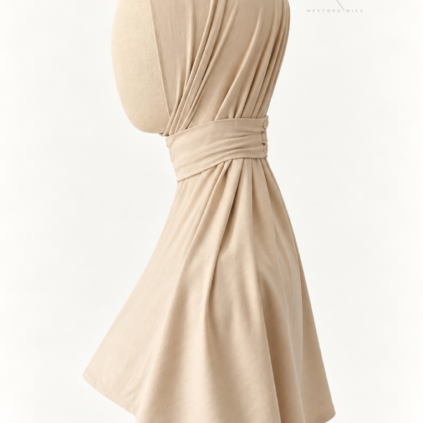 Lichtbeige instant bamboo jersey hijab van Mestora Mies