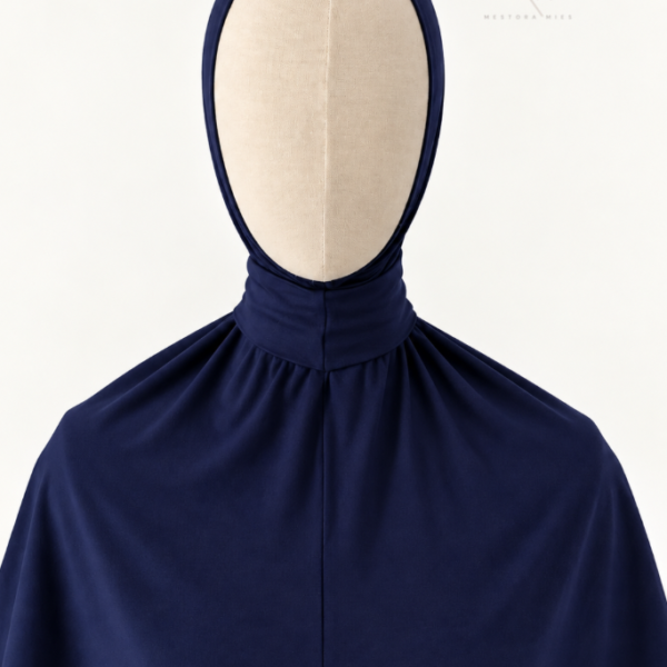 Blauwe instant bamboo jersey hijab van Mestora Mies