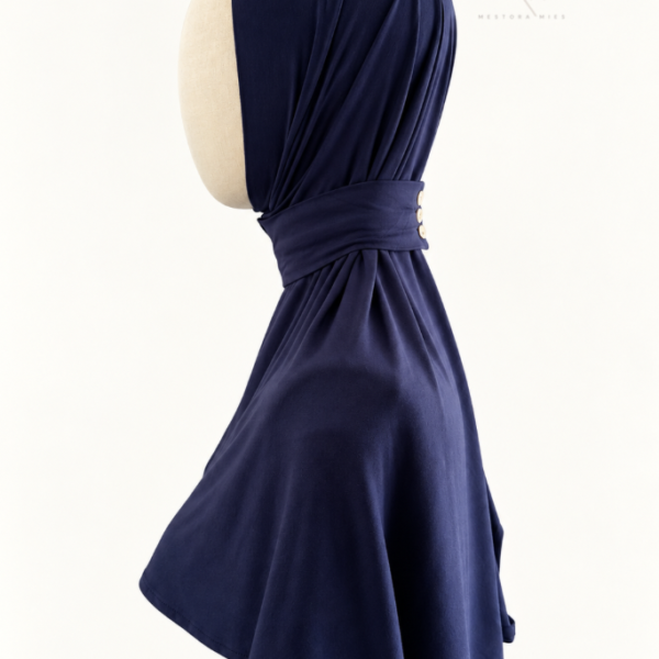 Blauwe instant bamboo jersey hijab van Mestora Mies