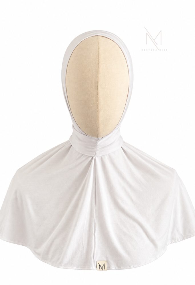 Witte instant bamboo jersey hijab van Mestora Mies